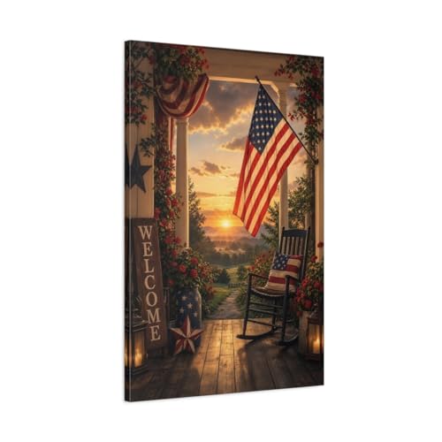 Toile vintage bleu blanc rouge de 3cm d'épaisseur pour un effet galerie