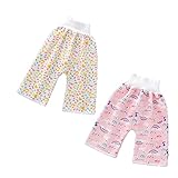 ACMEDE 2 Stück Baby Trainingshose Sleepy Windelhose Polster Cotton Potty Underwear Windelunterwäsche Baby Windelrockshorts Trainingswindelhose Lernhose Kinder Shorts Töpfchen (Rosa + gelb, 4_Years)