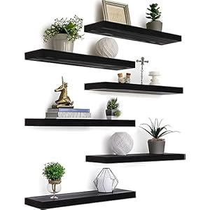 Farmhouse Floating Shelves for Wall, Rustic Black Wall Shelves for Bedroom, Set of 6 Wood Shelves for Room Wall Farmhouse Floating Shelves for Wall Rustic Black Wall Shelves for Bedroom Set of 6 Wood Shelves for Room Wall