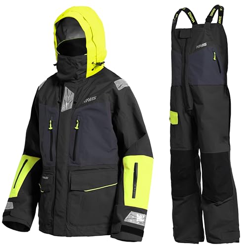 Men’s Sailing Jacket & Bib Pants Set – 3L GORE-Pro TEX Waterproof Foul Weather Gear for Offshore Ocean Sailing
