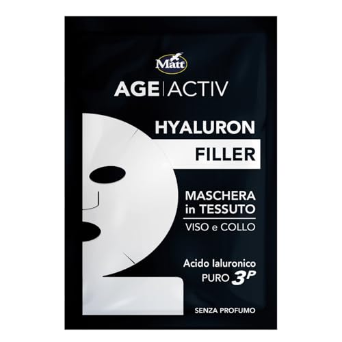 Matt, AGEACTIV Hyaluron Filler, Maschera Viso e Collo in Tessuto