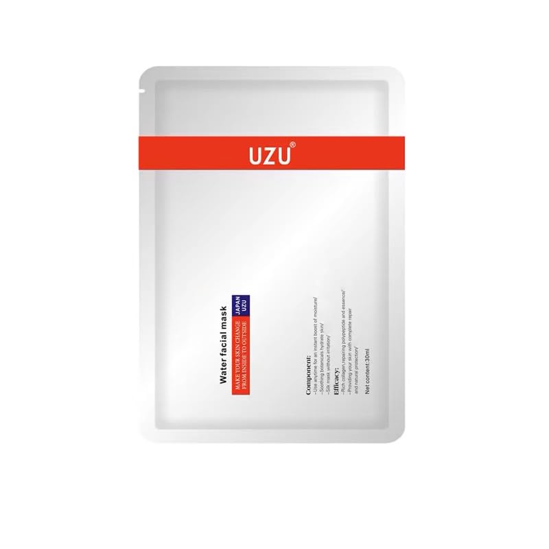 BeautyMall 1 Pack of 5 Sheets UZU Water Facial Mask, Moisturizing Mask Soothing Hydrating Firming Lifting Facial Mask, 30ml *5