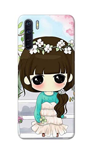 Image of PRINTFIDAA Cartoon Girl Printed Designer Hard Back Case Cover for Oppo F15 / Oppo A91 / Oppo F15s / Oppo Reno 3, CPH2001, CPH2021 -(TI) MVN1009