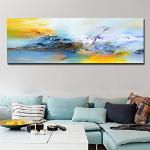 Peinture sur toile abstrait moderne jaune doré pour décorer votre salon