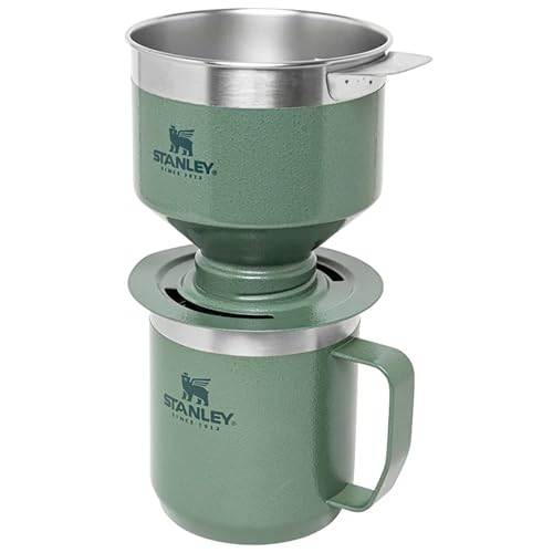 STANLEY Camp Mug Thermobecher 354 ml mit Perfect Brew Pour Over Set - Hält 1.5 Stunden Heiß - 3 Stunden Kalt - BPA-Frei - Spülmaschinenfest - Edelstahl Kaffeebecher To Go mit Kaffeebereiter - Green