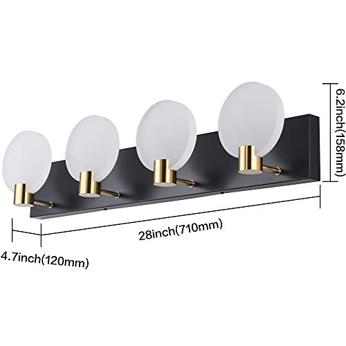 Bathroom Lighting Fixtures Over Mirror for Bathroom Led Modern Black Acrylic 4 Light Wall Lights Lamp - Thumbnail 5