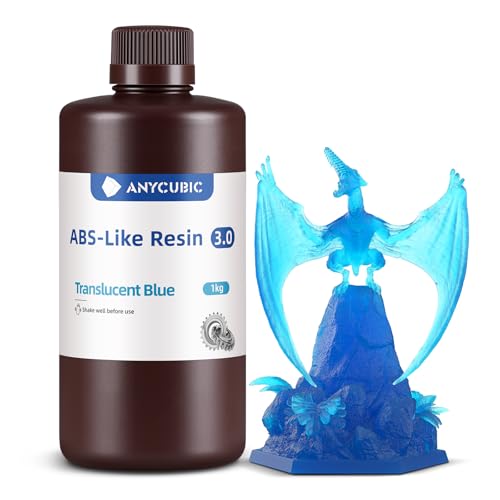 Image of ANYCUBIC ABS-Like Resin 3.0, Upgraded 14K 3D Printer Resin with Enhanced Strength and Toughness, High Precision, Low Odor, Wide Compatibility for All LCD Resin 3D Printers (Clear Blue, 1kg)
