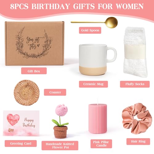 Birthday Gifts for Women, Happy Birthday Gift Basket for Women, Unique Woman Birthdays Gift Box for Her Mom Sister Wife Girlfriend Coworker Bestie Female Friendship Best Friend Employee Gifts Ideas