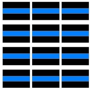 StickerDad® (12 Pack) Thin Blue Line Decal Full Color Printed Sticker - Police - Size: 2" x 1.5" - Hard Hat, Helmet, Windows, Walls, Bumpers, Laptop, Lockers, etc.