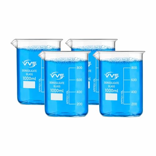 Image of VVS Borosilicate Glass Beaker 1000ml pack of 4 of For School College, Lab Laboratry and professional use