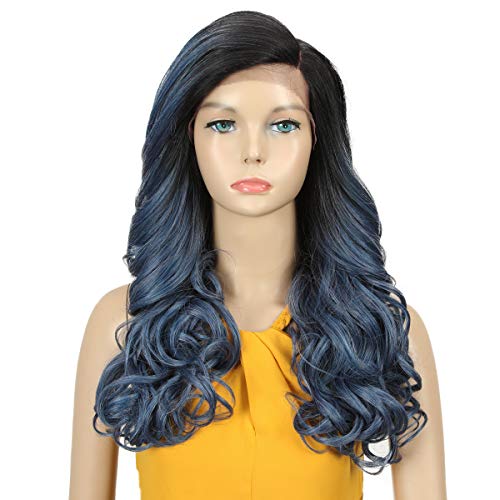 DÉBUT lace front wigs for black women Long wavy wigs for white women synthetic hair 22" 274g Swiss Lace Heat Resistant Fibers Half Hand Tied