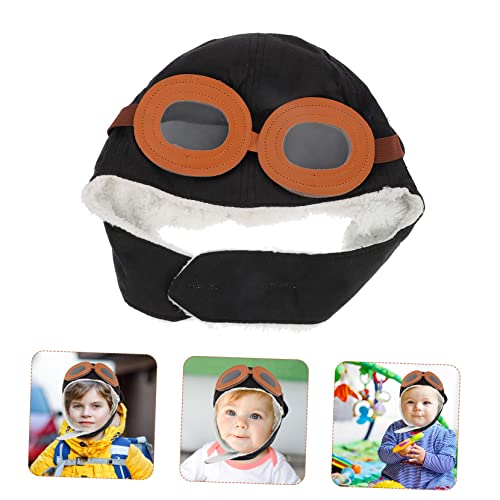 Kids Warm Cartoon Pilot Hat Fleece Lined Stylish Winter Cap for Boys and Girls for Outdoor Activities Black2