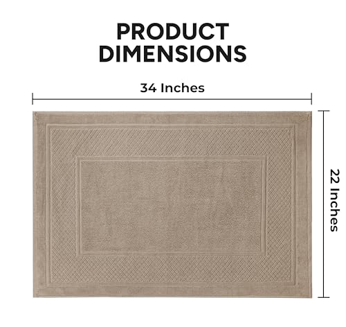 Avalon Towels Beige Bath Mat - 100% Cotton Set of 2 Absorbent Bathmat - Bathroom Mats Quick Dry Bath Mats for Bathrooms (22x34 Inches)