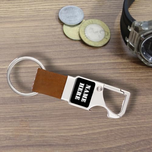 Image of 3 in 1 Personalized Keychain with Pen & Cardcase Combo Gift Set | Custom Name Engraved Leather Notebook with Premium Metal Pen | Ideal for Office, Corporate & Personal Gifting (Tan)