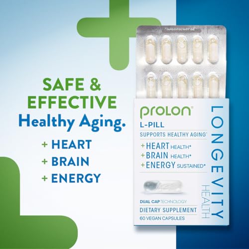 Image of ProLon L-Pill Healthy Aging Daily Supplement, Anti Aging Support with Algal Oil Omega 3, DHA, & Green Tea Extract, 100% Vegan Supplement for Wellness, Energy, & Immune Support, 60 Capsules