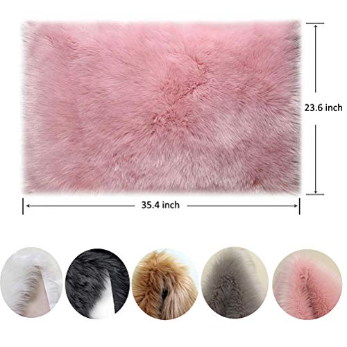 HARESLE Soft Rug,Faux Fur Rugs Living Room,Fluffy Area Rugs,Small Bedroom Rug,Pink Carpet for Girls Bedroom,Washable Carpet for Lounge Room,Non Slip Sheepskin Carpets(Pink,120x160cm) - Image 2