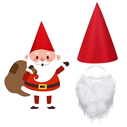 BEIMEIII Lot de 2 chapeaux de Noël avec bonnet d'elfe et barbe naine pour Noël, carnaval Cover