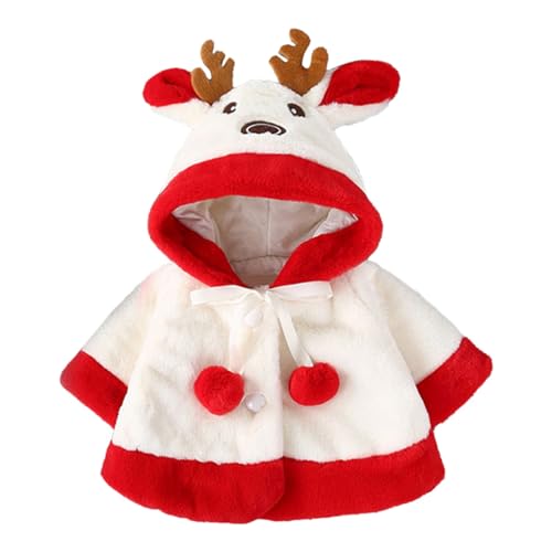 Hooded Jacket for Toddler Girls Christmas Faux 𝗙𝘂r Button Windproof Puffy Coat Warm Fleece Windproof Outerwear