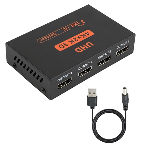 HDMI Splitter 1 Entrada 4 Salidas Splitter 4K 3D 1080P para 4 Monitores Adaptador Divisor HDMI Múltiple para PC Portátil BLU-Ray HDTV Xbox PS3/PS4 Proyector Multiplicador 1 Input 4 Outputs