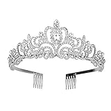 alladaga Hochzeit Tiara Krone Kristall Strass Braut Prinzessin Tiara mit Kamm für Hochzeit Prom Geburtstagsfeier (Silbern)