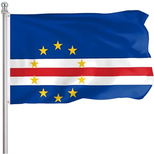 FLGCLUB Cape Verde Flag 3x5 Ft Outdoor Vibrant Color Fade Resistant the Repblica de Cabo Verde Flags Polyester Double Stitched Cape Verdean Flag Canvas Header and Brass Grommets