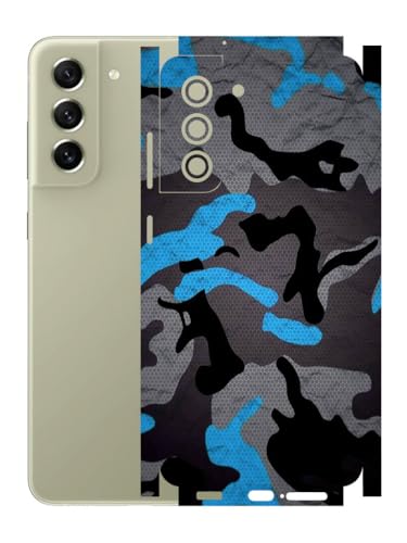 Image of AtOdds - Full Body Back Screen Guard Protector Film - Lamination Wrap Skin Sticker Compatible with Samsung Galaxy S21 FE | Scratchproof Matte Finish (Design - Blue Camo)
