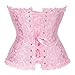 Moonight Corset Top Floral Renaissance Womens Lace Up Boned Overbust Corset Bustier Pink 6XL