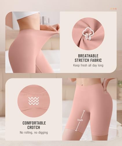 BESTENA 4 Pack Slip Shorts for Under Dress Seamless Smooth Boyshorts Panties Boxer Briefs for Women4