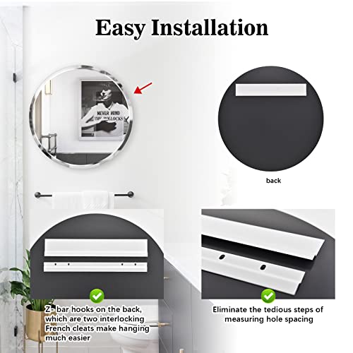 Pandeels Frameless Round Mirror - 20 Inch Circle Mirror - 1" Beveled Polished Edge - Hanging Wall Mounted Decorative For Bathroom, Living Room, Bedroom, Entryway #TOP5