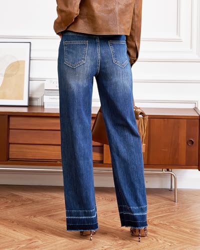 Women's High Waist Loose Jeans Stretch Wide Leg Tummy Control Straight 2025 Women's Fashion Jeans2