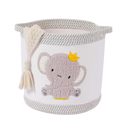 Cesta Portaoggetti per Bambini, Fasciatoio Neonato, Cesta Portabiancheria Pieghevole, Coperte Salotto, Biancheria Sporca, 30X30cm, Elefante Corona