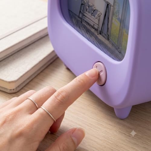 Image of DreamGlow Mini TV Night Light for Kids & Bedroom Decor, Cute Retro LED Bedside Lamp with Warm Ambient Light, Portable Rechargeable Aesthetic Room Decor Gift (Purple)