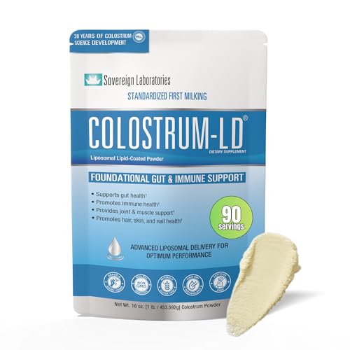 Sovereign Laboratories Colostrum-LD Liposomal Delivery - Colostrum Powder - Gluten-Free, Lactose-Reduced - 90 Servings 16oz Plain