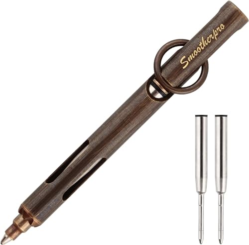 SMOOTHERPRO Massivem Messing Kugelschreiber Mini Tragbare für Taschenformat Unterschrift Büro Schule Business Farbe Schwarz (MN01B)