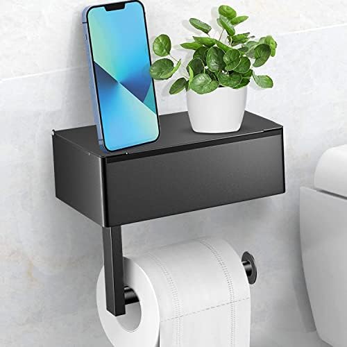 2 in 1 Toilet Paper Holder with Storage Flushable Wipes Dispenser Stainless Steel Two Installation Way Toilet Tissue Holder for Bathroom