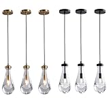 RINGRAIN Brass Pendant Lighting,6 Pack Kitchen Island Hanging Light Fixtures, Modern Art Raindrop Cl