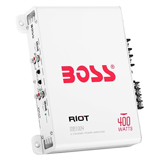 BOSS Audio Systems MR1004 Marine Grade 400 Watt, 4 Channel, 2 4 Ohm Stable Class AB, Full Range Amplifier