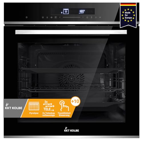 KKT KOLBE Einbaubackofen 60 cm | 72L | 3,2kW | Pyrolyse | Pizzafunktion | Grill | Umluft | Heißluft | Teleskopauszüge | Abschalt-Timer | Kindersicherung | EB8019EDP