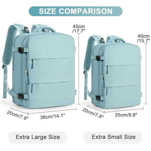 Image of Large Travel Backpack Carry on Flight Approved Mochila De Viaje Carry on Backpack for Airplanes Spirit Airlines Personal Item Bag 18x14x8 Inches Travel Bag Traveling Backpack for Women Men Light Blue