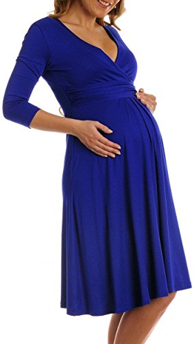 Maternity Womens Ma Long Maternity Dress Breastfeeding(Royal Blue,Medium)