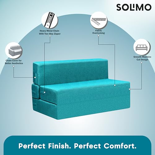 Image of Amazon Brand - Solimo 2 Seater 4 * 6 Jute Fabric Washable Cover Sofa Cum Bed2 Seater Double Foam Fold Out Sofa Cum Bed (Finish Color - Sky Blue Delivery Condition - Pre-Assembled)