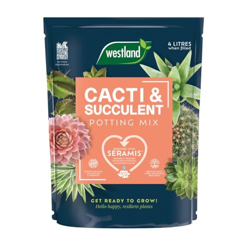 Westland Cacti & Succulent Potting Mix 4L – Specially Formulated for Cacti, Succulents & Other Drought-Tolerant Plants, Well-Draining, Peat-Free, Promotes Healthy Root Growth & Vibrant Plants