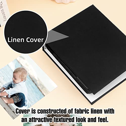 Small Photo Album 4X4 Hold 64 Photo - 2 Pack, Fabric Linen Cover 4X4 Photo Album Book, Black Inner Page Photo Album For 4X4 Picture Artwork, Wedding Family Baby Photo Album (Black) #TOP3