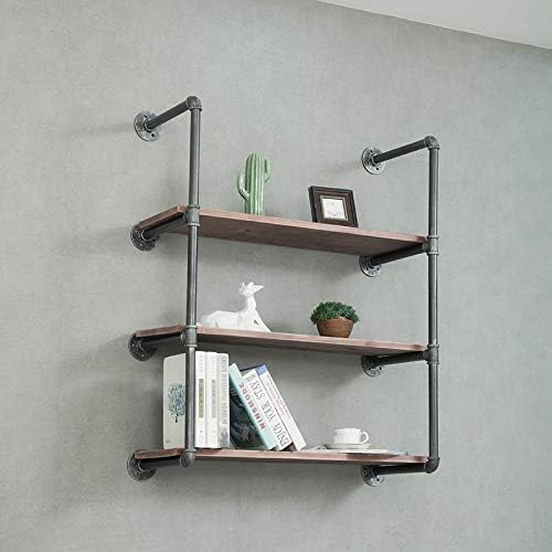 FODUE Industrial Wall Mount Iron Pipe Shelf Shelves