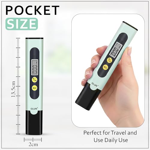 Image of GLUN Water Quality Tester Device TDS Meter, Pack of 1 Accurate & Reliable, 0-9990 ppm, Sage Tint Green Colour, Ideal Testing for Drinking Water, Aquariums or Other