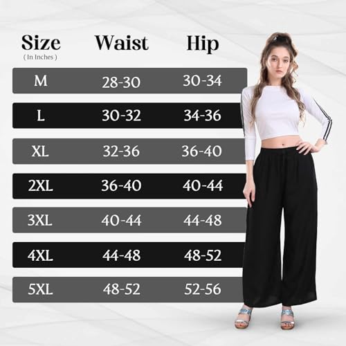 Image of TRASA Women's and Girls Cotton Reyon Regular Fit Palazzo Pants - Available Size - L, XL, 2XL, 3XL