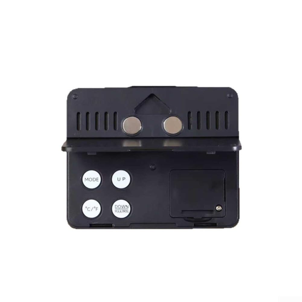 Reloj de pared digital LCD con monitor de temperatura y humedad, termohigrómetro interior con alarma, escritorio compacto o pantalla de hora montada en la pared para oficina en casa, blanco