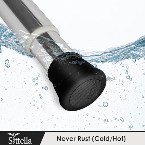 Image of SITTELLA (85Cm To 140Cm) Extendable Shower Curtain Tension Rod Non-Drilling Anti-Skid Spring Pull Rod -Stainless Steel, Silver-Black