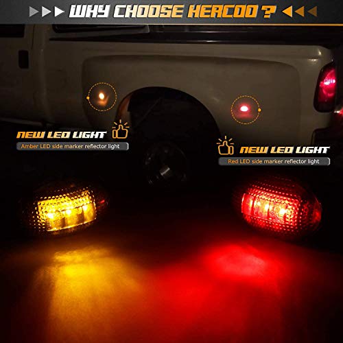 Hercoo Dually Bed Fender Side Marker Led Lights Compatible With Ford Super Duty 1999-2010 Aftermarket Replacement, Full Kit, Smoke #TOP2
