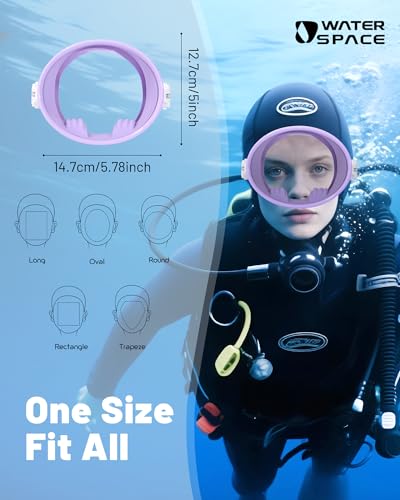 Water Space Diving Mask Snorkeling Scuba Free Diving Swimming Goggles for Youth Adults Women Men HD Oval Tempered Glass Lens 180° Wide Clear Vision Anti Leak Swim Goggles Food-Grade Silicone — view 6
